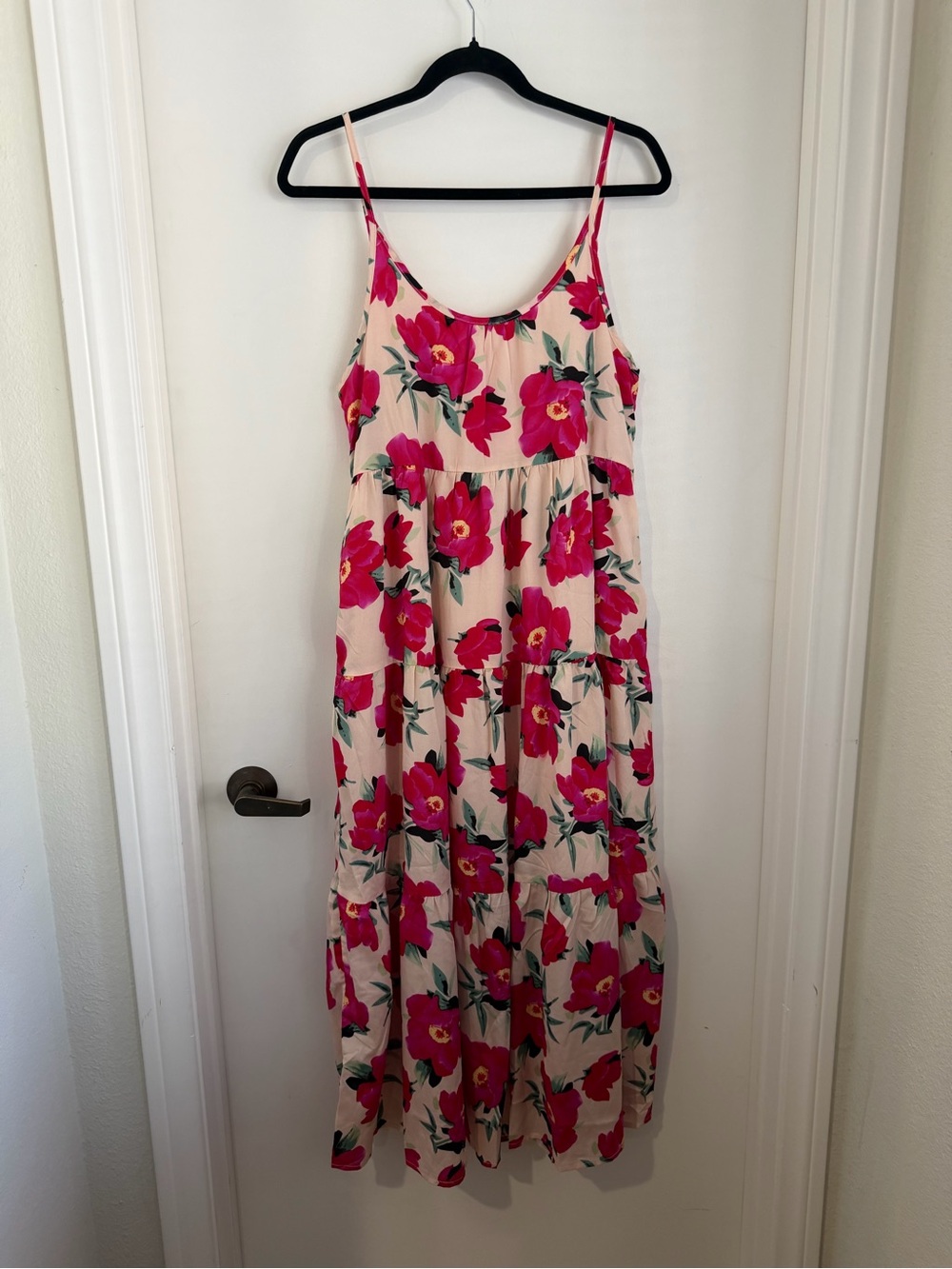 TCEC Pink Floral Midi Dress on Cream-NWOT